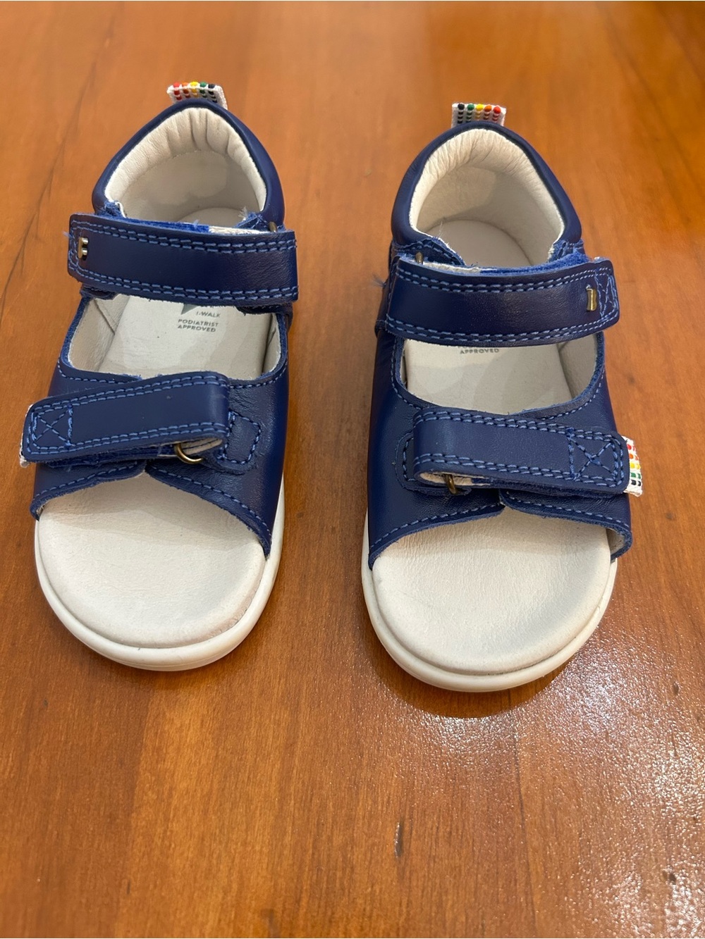 NWOB Bobux I-Walk Rise Leather Sandals - Navy Unisex Kids Shoe Size EU 23 US 7